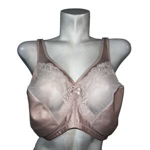 Glamorise MagicLift Full Figure Wireless Bra 1003 Cafe Nude Lace Trim 48D